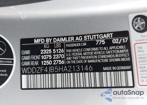 2017 Mercedes-Benz E 300 из США, поврежденный, VIN WDDZF4JB5HA213146